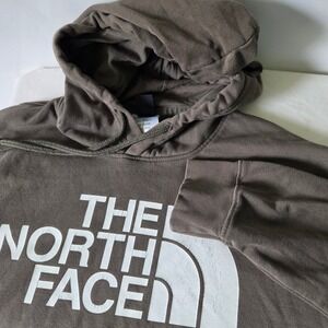 The North Face Men XXL Circular Design Pullover Hoodie Brown Big Logo Sweatshirt